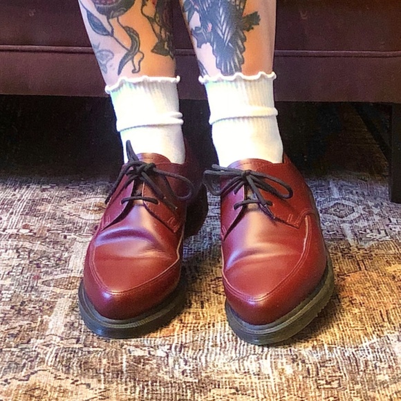 Dr Martens Oxblood Cherry Red Creepers Pointy Toe Oxfords Brogues Shoes size 8 - Picture 5 of 5